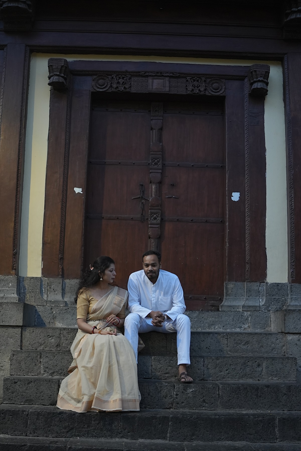 Sitting on old stone steps